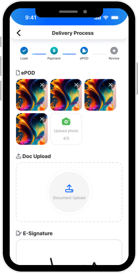 ePOD, document upload & e-signature