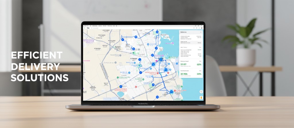 Multi-stop route on map — numbered stops, planned route & points of interest